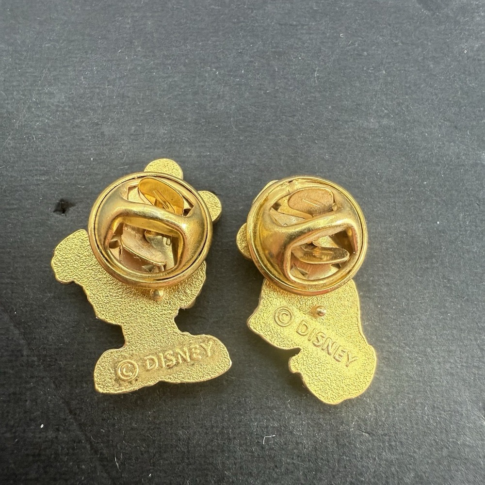 Mickey & Minnie Mouse Disney Gold Pin 1" Pin Pair - Picture 4 of 5